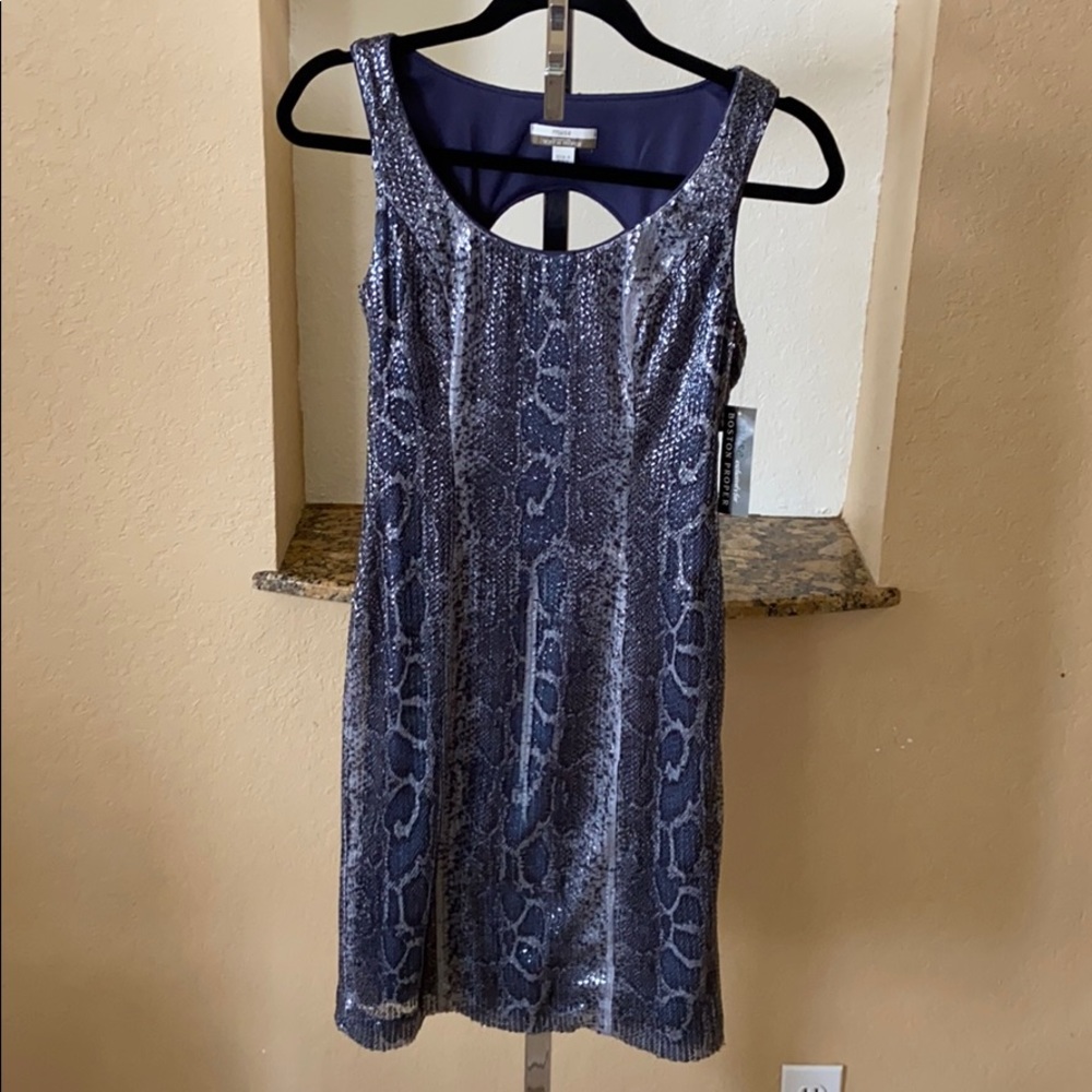 Navy/Grey Sequin Snakeskin Dress Size 4